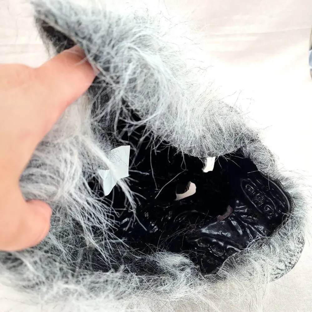 Werewolf Wolf Monster Halloween Deluxe Rubber Mask White Black Gray Faux Fur